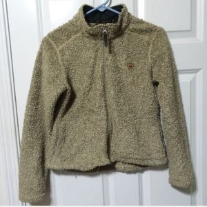 WOMENS ARIAT SMALL FUZZY BROWN TAN JACKET